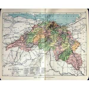  1902 Map Counties Scotland Edinburgh Leith Portobello 