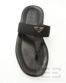 Prada Black Nylon & Leather Mens Flat Sandals Size 8.5  