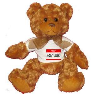  HELLO my name is SANTIAGO Plush Teddy Bear with WHITE T 