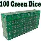 100 19mm Acrylic Transparent 6 Sided Green Dice Die 19mm Clear Dice 