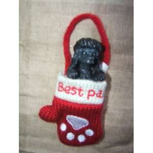  Black Poodle Puppy Stocking Ornament