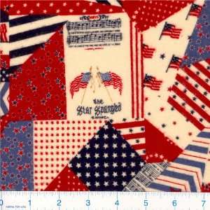  45 Wide Flannel Star Spangled Patches Fabric By The Yard 