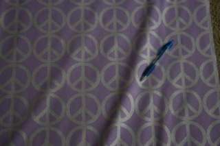 lilac purple peace sign silver glitter fabric material  