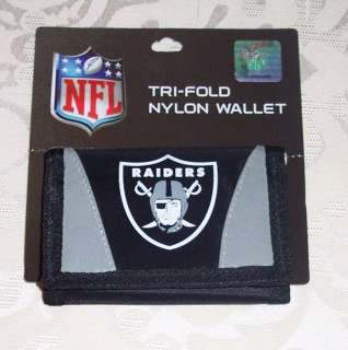OAKLAND RAIDERS Crest NFL Tri Fold Nylon Black Wallet  
