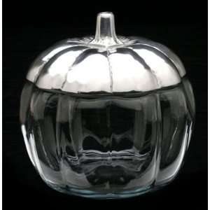  Arthur Court Designs Pumpkin Glass Bowl with Metal Lid 