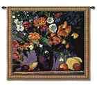 FLORAL BOUQUET TAPESTRY Brass BELL PULL Wall Hanging  