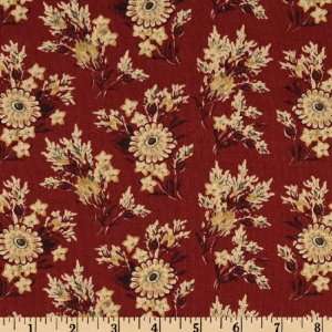  43 Wide Pennock Album Sun And Star Flowers Red Fabric By 