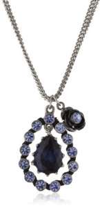 Betsey Johnson Iconic Blue Crystal Pendant Necklace Jewelry  