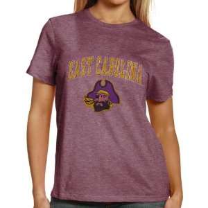   Carolina Pirates Ladies Heather Purple Distressed Big Arch T shirt