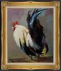 Proud Rooster and Hen Framed Oil Painting Frame H4  