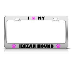  Ibizan Hound Paw Love Pet Dog Metal license plate frame 