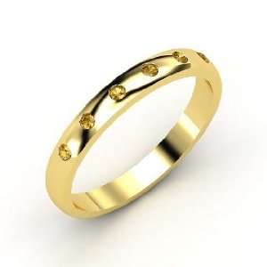  Six Stone Button Band, 14K Yellow Gold Ring with Citrine Jewelry