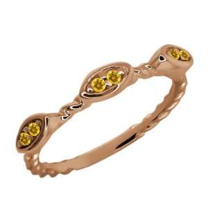  Round Yellow Citrine 18k Rose Gold Ring Jewelry