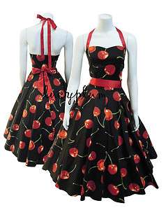 new Vintage Rockabilly 50s cute cherry pinup party dress  