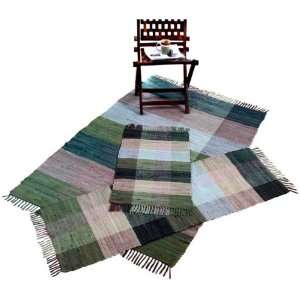  Check Chindi 3 Piece Accent Rug Set (Green Multi) (See 