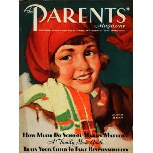   Cover Parents Magazine Frank Bensing Girl Red Hat   Original Cover