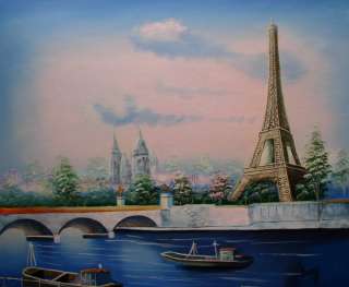   Hand Painted Oil Painting Eiffel Tower And The Seine River  