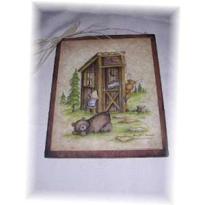   Country Bath Outhouse Sign Wooden Bathroom Wall Signs
