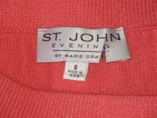 St John EVENING santana knit Coral suit skirt 4 6 8  