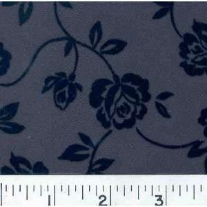  4648 Wide FLOCKED TRELLIS ROSE   NAVY Fabric By The Yard 