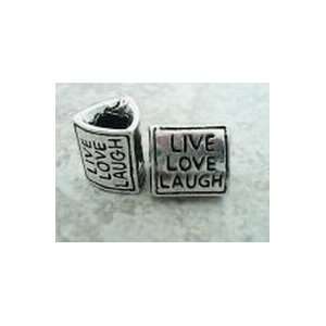  Antique Silver Plated Live Love Laugh Triangle Bead Charm 