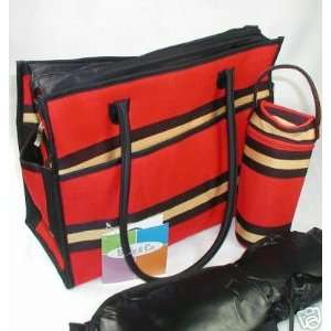    Kalencom Baby & Co Tote Diaper Changing Bag Red with Stripes Baby