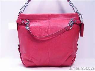 New NWT Coach Brooke Cherry Pink Red Leather Hobo Tote Purse 14142 