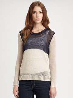 Theory   Adoncia Semi Sheer Colorblock Sweater