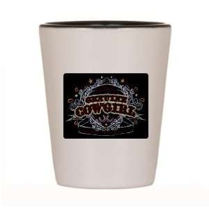  Shot Glass White and Black of Genuine Cowgirl Love To Ride 