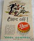 1953 DOW ALE BEER COOL CONTROL BASEBALL CAPS OFF CANADA AD