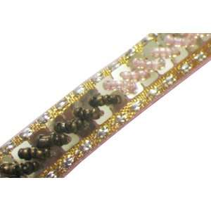  4.5 Yard Copper Baby Pink Gold Beaded Trim Ribbon New Arts 