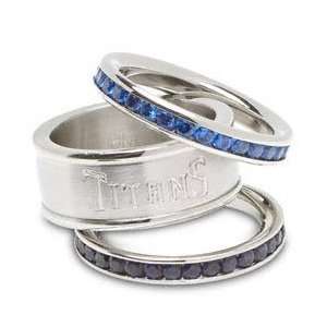 Tennessee Titans Team Logo Crystal Stacked Ring Set Size 7 