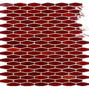  Crimson Oval Red Linea Onde Collection Glossy Glass Tile 
