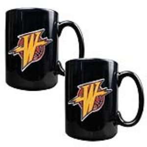  Golden State Warriors NBA 2pc Black Ceramic Mug Set 