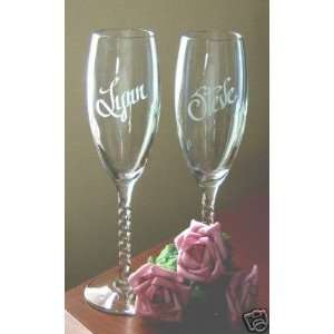 Personalized 6.5oz Wedding Champagne Toasting Glasses  