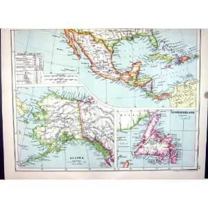  Cassell Antique Map 1920 Mexico Newfoundland Alaska North 