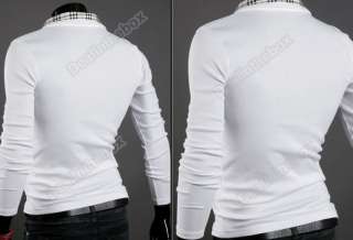 New Casual Mens Stylish Long Sleeve Checked T Shirt Jacket Fit Coat 