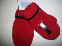 Boys Janie & Jack Penguin Cheer Red Mittens 6 12 M NWT  