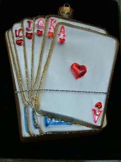 New Glass Gambling Cards Royal Flush Poker Ornament  