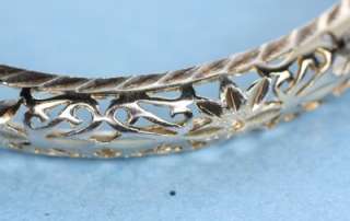 Filigree Design Sterling Hinged Bangle Bracelet  