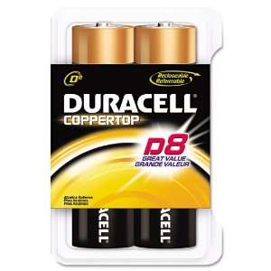 Duracell® Coppertop Alkaline Batteries, D, 8/pack Office 