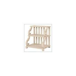   Slat Back Step Table with Shell White Wood Finish Furniture & Decor