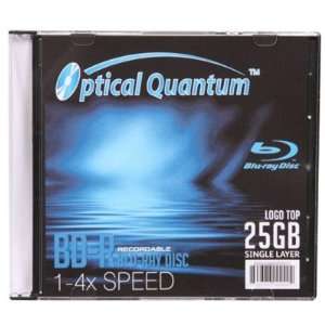 Optical Quantum OQBDR04LTS 25GB 4X BD R Single Slim Case Logo Top Disc 