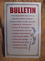 Bulletin Exercise Tin Metal Sign WORK OFFICE Funny  