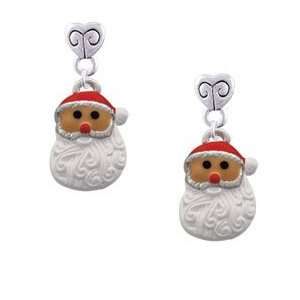 Santa Face with Curly Beard Mini Heart Charm Earrings [Jewelry]