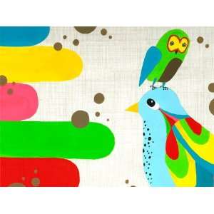  Owl and Bird Colors Canvas Reproduction 