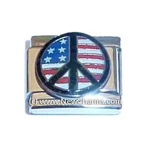  Patriotic Peace Sign Italian Charm Bracelet Jewelry Link Jewelry
