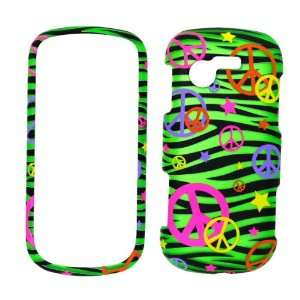  a667 Colorful Peace Sign on Green Zebra Rubberized Snap on 