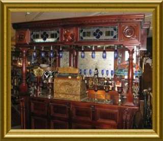 ANTIQUE C.1890 LARGE ENGLISH PUB BAR,STAINED GLASS,RARE  