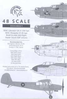 Kits at War Decals 1/48 SEAC BOMBERS B 24 & MOSQUITO  